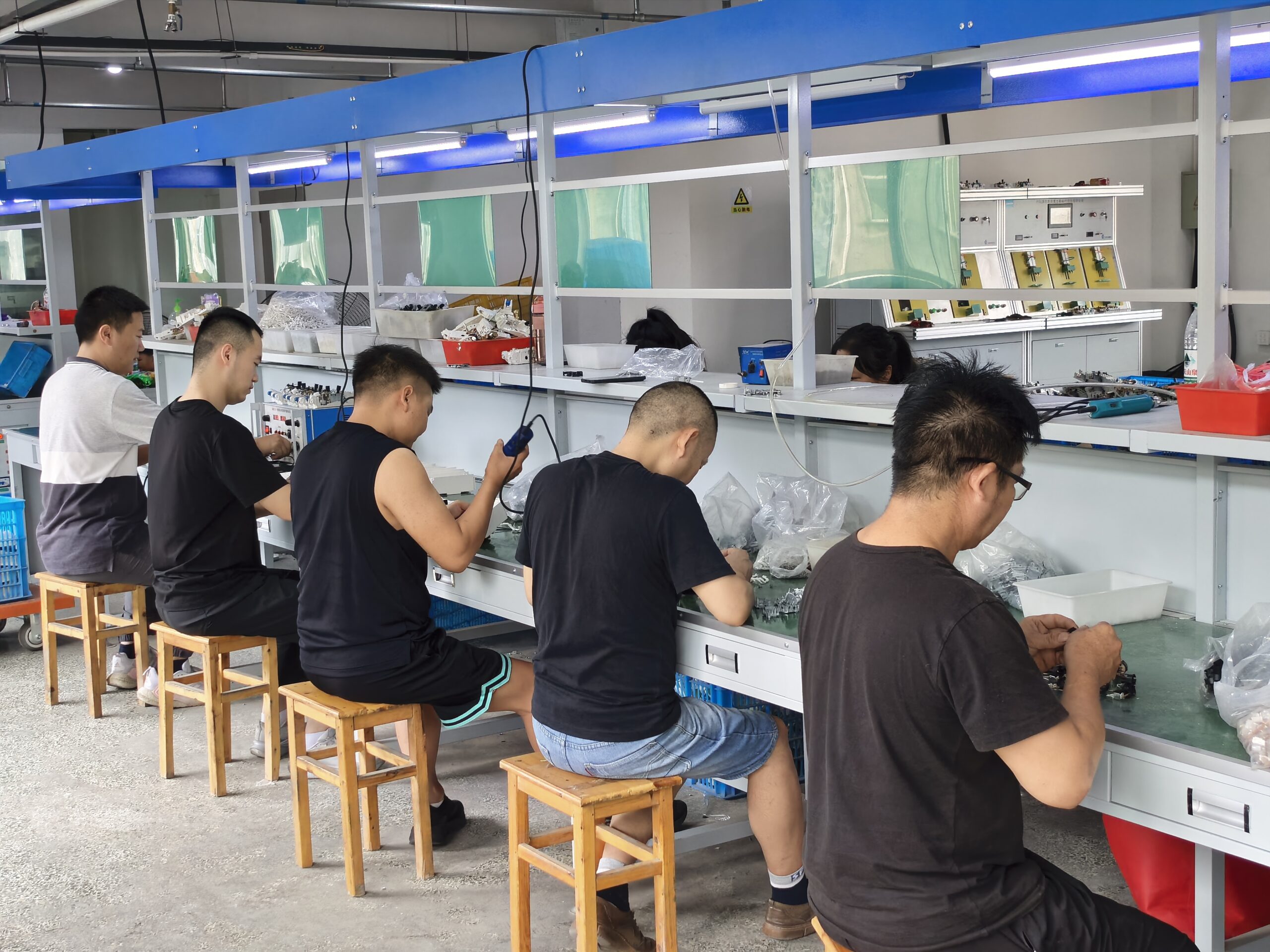 Modern production line with automated machinery